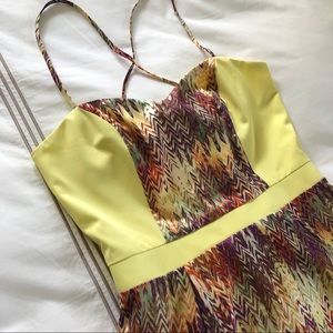 Pink Stitch Chartreuse Pattern Mini Dress